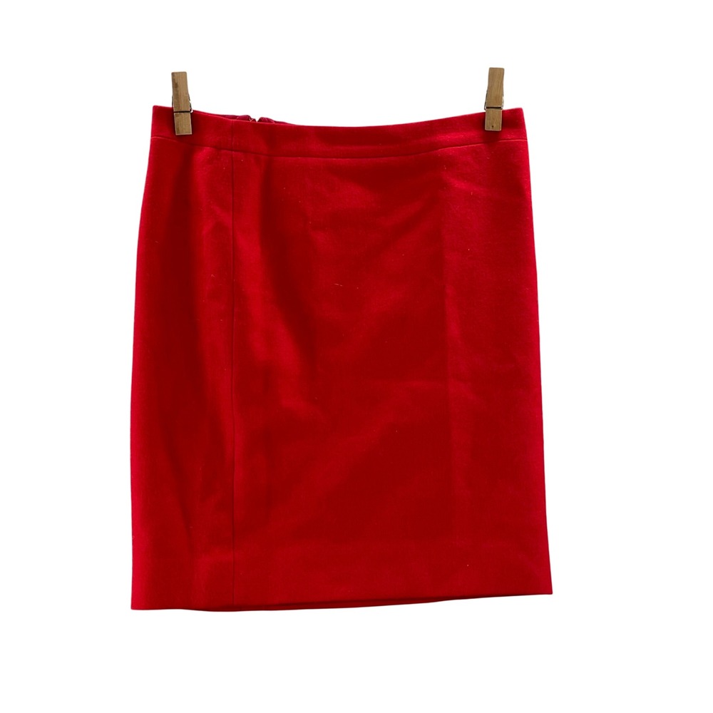 J.Crew No. 2 Pencil Skirt Womens 12P Red Wool Career Professional Corp